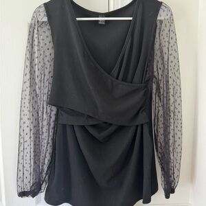 SHEIN Maternity Black Sheer Sleeve Blouse - Size Sm